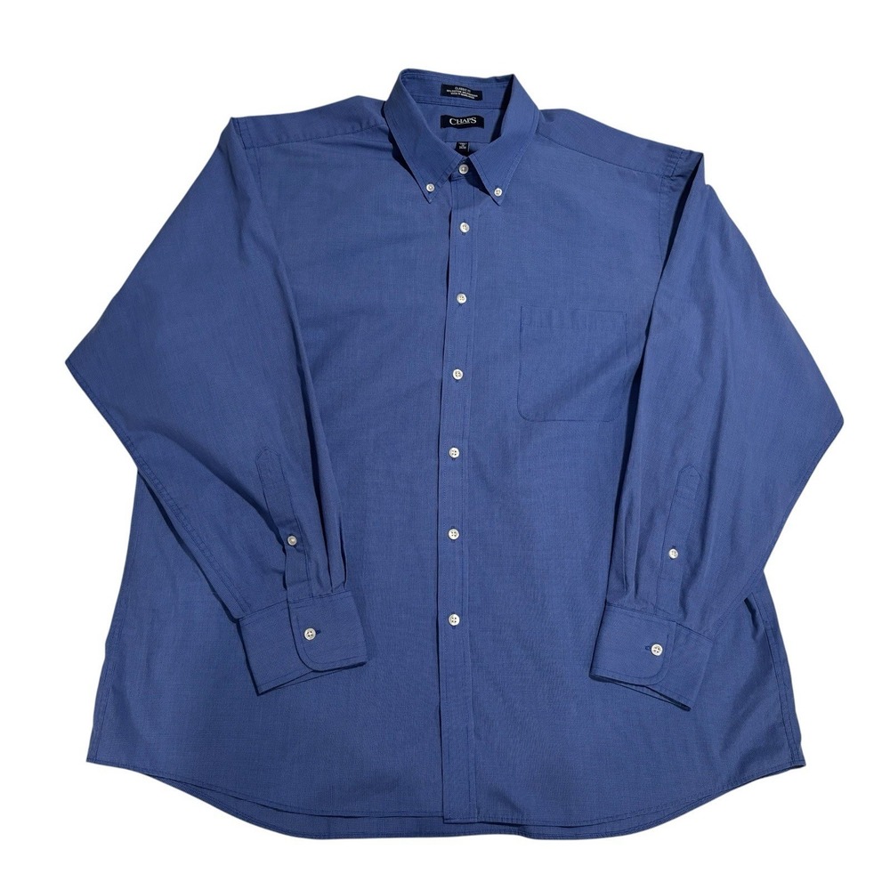 Chaps Men's Button-Down Long Sleeve Classic Fit Shirt Sz 18 34/35 Blue